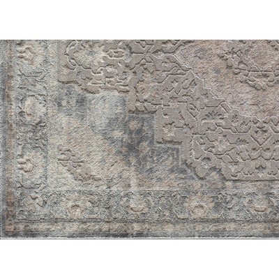 Floral Medallion Taupe Grey 8' Round Synthetic Area Rug
