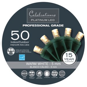 Celebrations Platinum LED Micro/5mm Clear/Warm White 50 CT String Christmas Lights 24.5 FT - 1 of 1