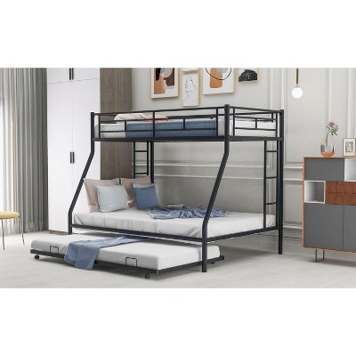 NicBex Twin over Full Bunk Bed with Guardrail,Loft Bed with Two-Side Ladder and Trundle,Modern Bunk Beds,Noise Reduced Bunk Beds for Bedroom