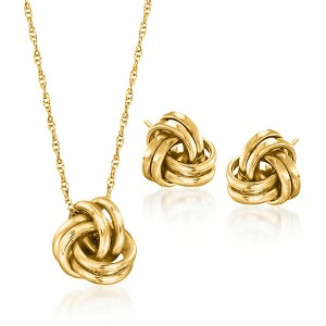 Ross-Simons 14kt Yellow Gold Love Knot Jewelry Set: Necklace and Earrings Size 18 - 1 of 4