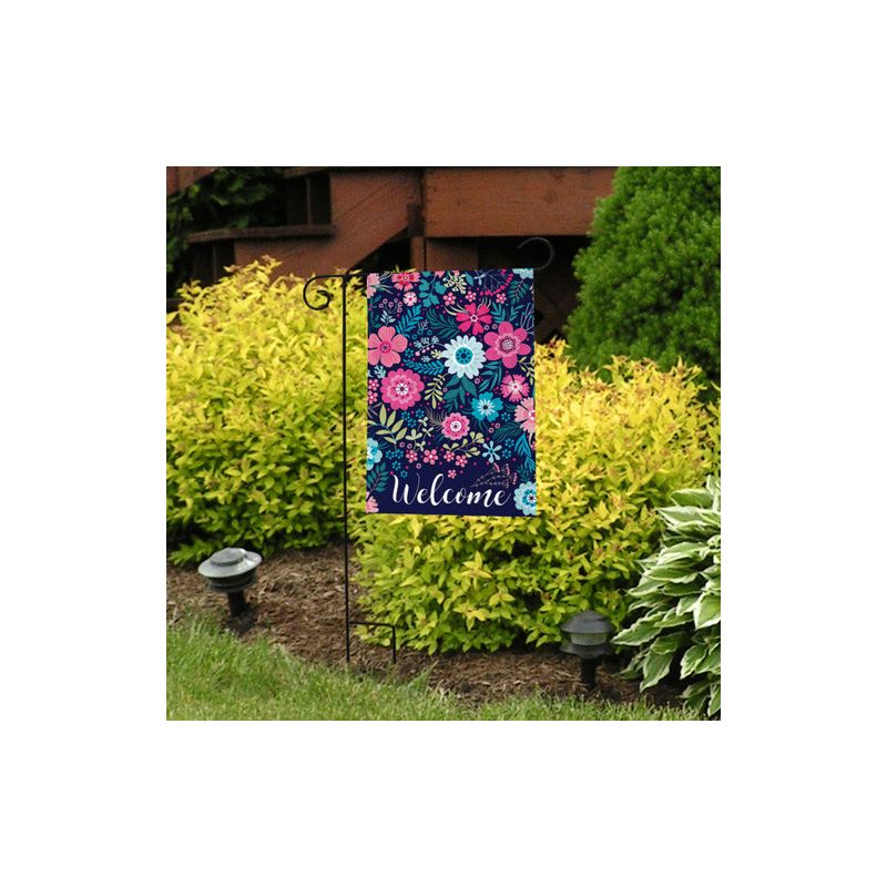 Bright Floral Spring Garden Flag Welcome Flowers 18" x 12.5" Briarwood Lane, 3 of 4