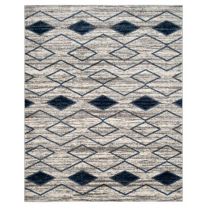 Light Gray/Blue Abstract Loomed Area Rug - (8
