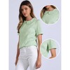 INSPIRE CHIC Women's Floral Jacquard Puff Short Sleeve Peter Pan Collar Blouse - 2 of 4