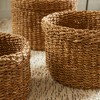 Plum & Post Seagrass Round Baskets With Cuffs, Set Of 3 - 4 of 4