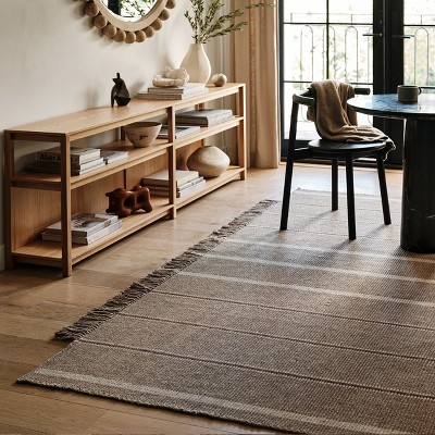 Toluca Taupe Handmade Wool Rectangular Striped Area Rug