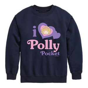 Boys' - Polly Pocket - I Love Polly Pocket Graphic Long Sleeve Fleece Sweatshirt - 1 of 3