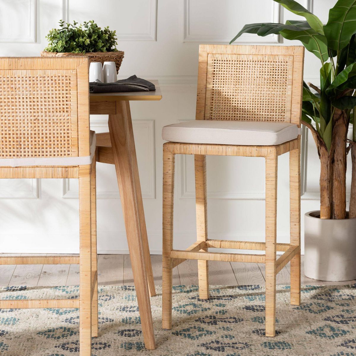 bali & pari Sofia Rattan Bar Stool Natural - thumbnail 8