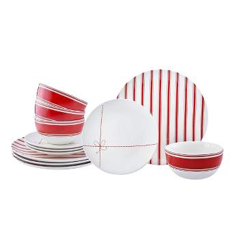 12pk Porcelain Holiday Gift Dinnerware Set - Godinger Silver