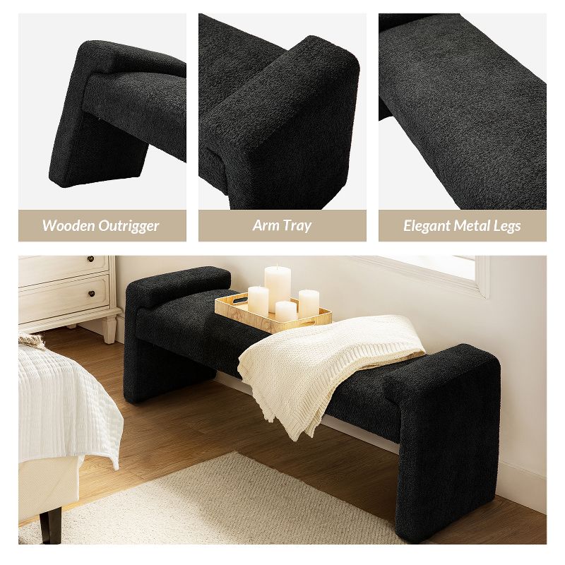 Johannes Transitional Bedroom Upholstered Bench | ARTFUL LIVING DESIGN, 3 of 11