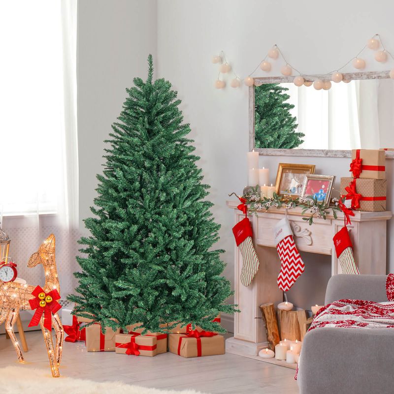 Costway 6ft Hinged Artificial Christmas Tree Unlit Douglas Full Fir Tree w/ 1355 Tips, 3 of 11