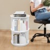 YIYIBYUS 2 Layers Rotating Bookshelf 360 Display White Floor Standing Bookcase, White - 2 of 4
