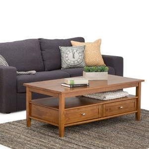 NicBex Coffee Table with Storage, 2-Tier Wooden Table with Shelf & Drawers, Mid-Century Modern Center Table for Living Room - 1 of 4
