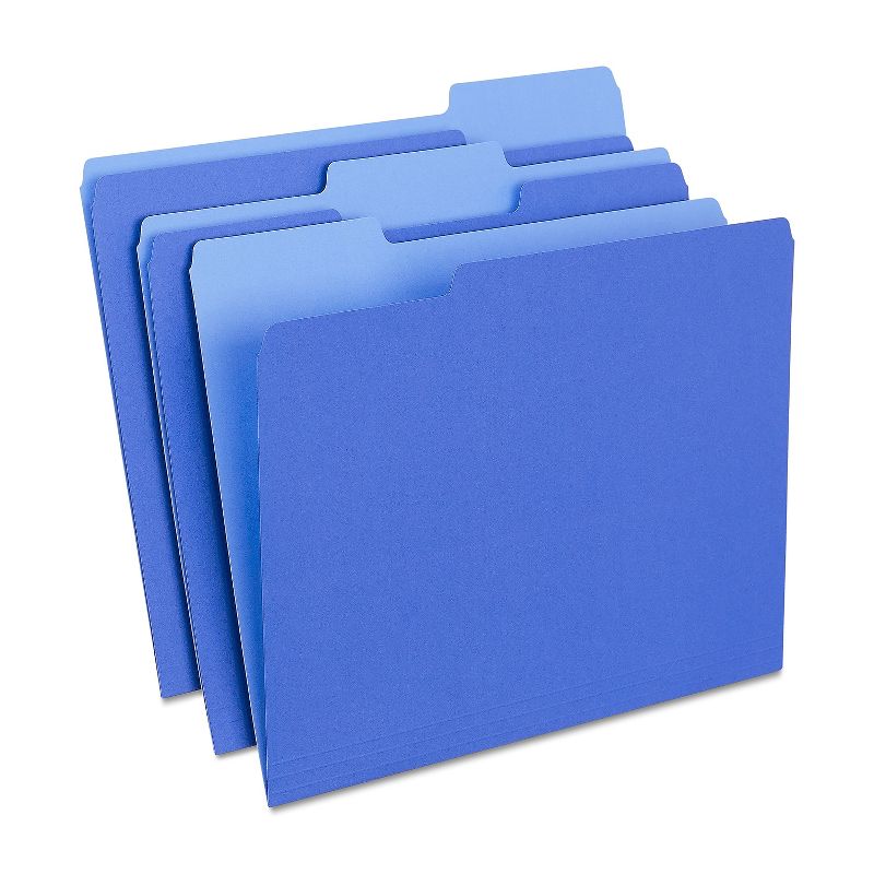 MyOfficeInnovations Colored Top-Tab File Folders 3 Tab Blue Letter Size 24/Pack 659787, 1 of 8