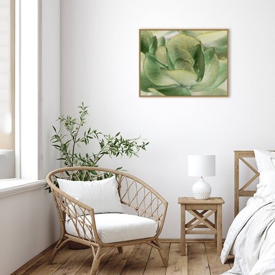 30" x 23" Green Botanical Canvas Framed Wall Art