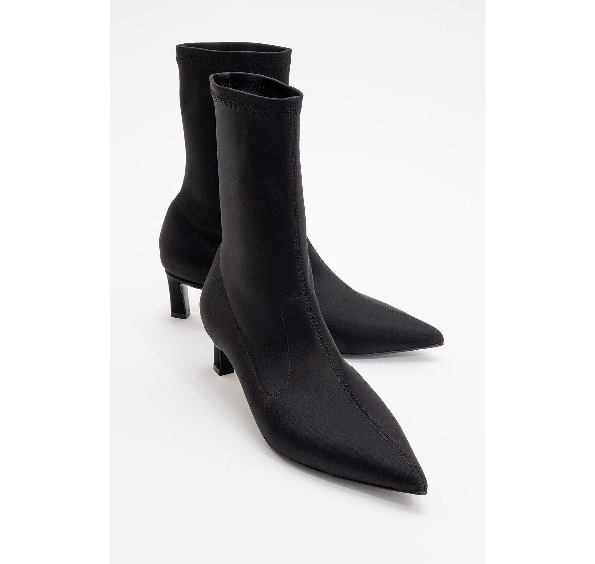 Lewin Black Stretch Pointed Toe Stiletto Boot (Women) | Prologue Shoes