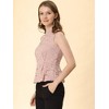 INSPIRE CHIC Women's Ruffle Neck Keyhole Back Sleeveless Floral Lace Peplum Blouses - 4 of 4