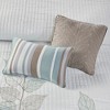 Sapphtopaz Comforter Set 6 Piece Bedding Set Floral Style Leaf Embroidered Reversible Quilt with Throw Pillows - 4 of 4