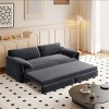 Queen Size Velvet Pull Out Sofa Bed, 3-in-1 Convertible Sleeper Bed with Side Storage, Cutton Filling Loveseat Bed with Iron Frame-Baofuwish - 2 of 4