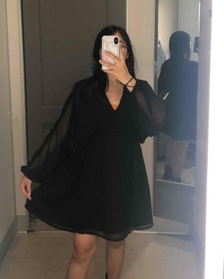 Women's Balloon Sleeve Mini Dress - A New Day™ Black M : Target