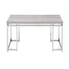 Royal Hampton Coffee Table with Rectangular Tabletop and Metal Legs, Silver and Brown - 4 of 4