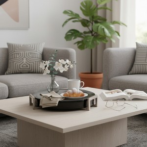 Decorative Round Glass Tray with Handles for House Decor - Table Decorations or Bathroom Vanity Tray - Jewelry, Bed, or Trinket Dish - 15", Silver - 1 of 4