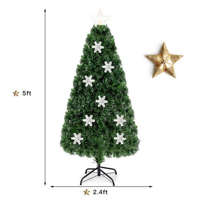 5-Foot Green Fiber Optic Artificial Christmas Tree with Multicolor LED Lights