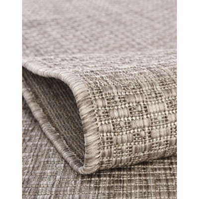 Beige Oval Synthetic Outdoor Stain-Resistant Area Rug
