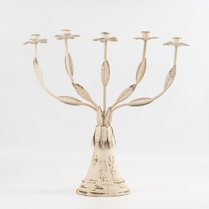 Vintage White Floral Candle Holder, Elegant Metal Candle Holder, Branch Candle Holder, 1pc - 1 of 4