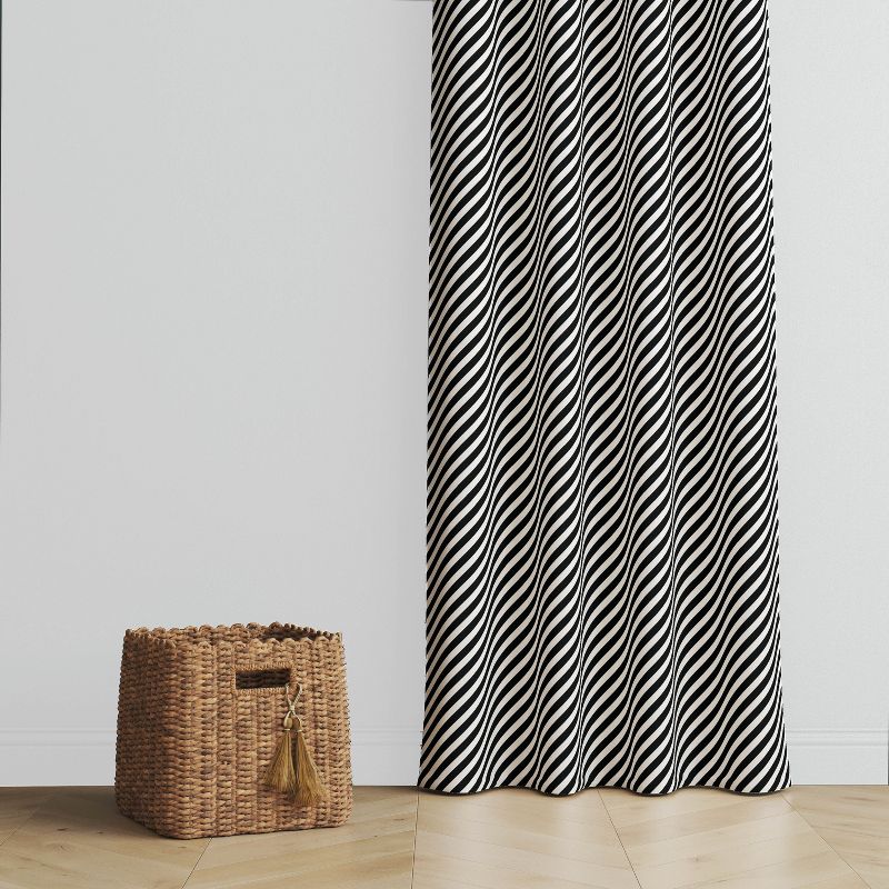 Bacati - Love Black Warp Stripes Cotton Printed Single Window Curtain Panel, 3 of 6