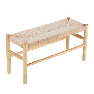 VEVOR Rattan Bench, 31.5" Wooden Rattan Bench, Entrywway Bench with Oak Wood Legs, Bedroom End of Bed Boho Bench with Hand Woven Rattan - 1 of 4