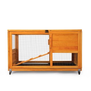 FURNIinspire Pet Crates and Houses, Tier Rabbit Hutch on Wheels, Openable Roof, Easy-to-Clean Tray, House for Small Animals, Orange, 38"*22"*6" - 1 of 4