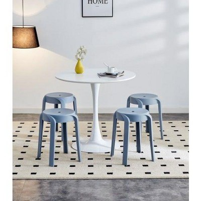 NicBex Stackable Round Dining Chair,Plastic Stools for Home,Kitchen,Living Room,Restaurant,Set of 6