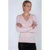 JENNIE LIU Women's 100% Pure Cashmere Long Sleeve Pullover V Neck Sweater - 3 of 3