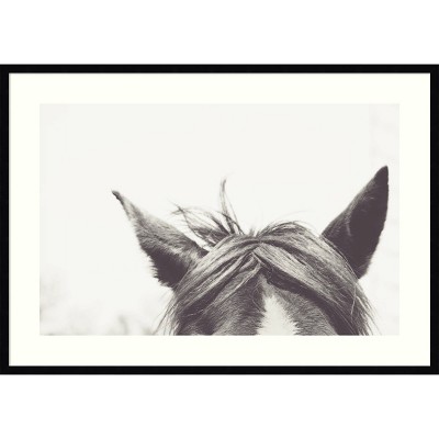 41" x 29" Listen by Emi and Mark Franzen Framed Wall Art Print Black - Amanti Art: Equestrian Decor, Modern Style