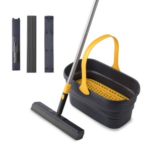 Racxily Collapsible Plastic Bucket Mop Bucket and Sponge Mop Kit Home Commercial Tile Floor Bathroom Garage Cleaning - 1 of 4