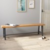 Tangkula 63 Inch Patio Bench Set of 1/2, Acacia Wood Long Dining Bench w/ Heavy-Duty Metal Legs - 4 of 4