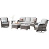Ovios Orlando 6pc Brown Wicker Outdoor Patio Furniture Conversation Sofa Set with Swivel Chairs and Cushions - 2 of 4