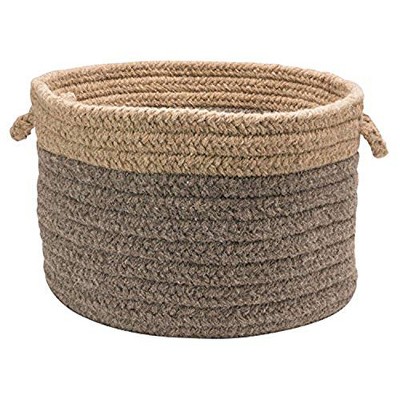 Colonial Mills Chunky NAT Wool Dipped Basket, 14 by 10-Inch, Dark Gray/Beige