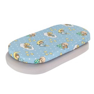 Everyday Kids 2-Pack Bassinet Sheets - 100% Cotton Jersey Knit, Precious Moments & Solid Gray, Fits Baby Boy Bassinet & Co-Sleeper Mattresses - 1 of 4