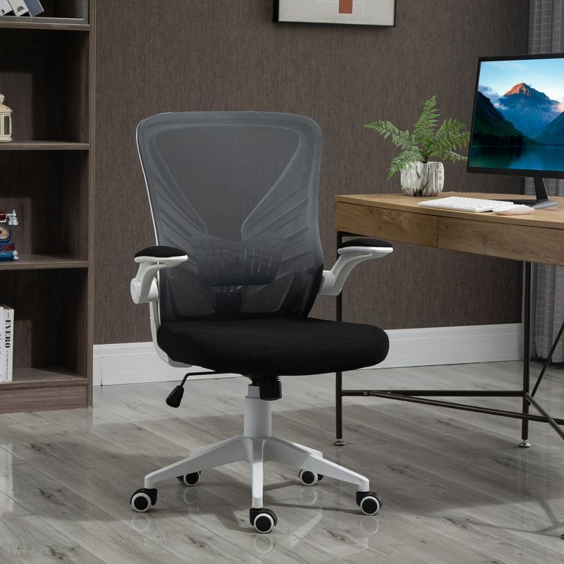 Vinsetto Mid-Back Mesh Home Office Chair Computer Task Ergonomic Desk Chair with Lumbar Back Support, Flip-Up Arm, and Adjustable Height, 2 of 10