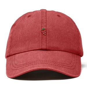Dalix Lil Strawberry Embroidered Cotton Summer Outdoor Baseball Cap Dad Hat Womens - 1 of 4