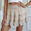 Knit & Lounge Women’s Tiered Ruffle Mini Skirt Smocked Waist Lightweight Flowy Layered Hem Lined with Shorts - 4 of 4