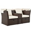 Oris PE Rattan Outdoor Patio Double Daybed, 2-Seater Loveseat Sofa with Foldable Canopy and Cushions, Tanning Near Me - Maison Boucle - 3 of 4