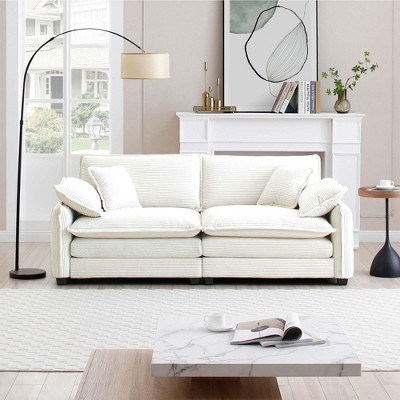 NicBex Couches for Living Room Large Deep Seat 2 Seater Sofa Couch Comfort Corduroy Upholstered Sofa With 4 Pillows for Bedroom