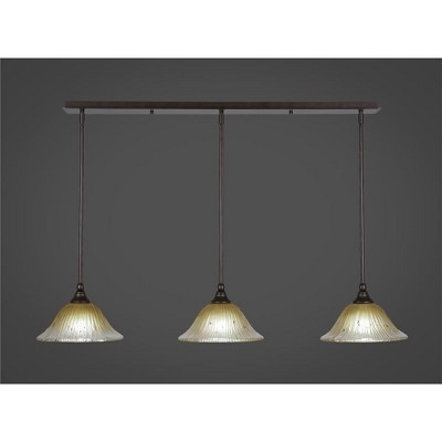 Toltec Lighting Any 3 - Light Chandelier in  Bronze with 10" Amber Crystal  Shade