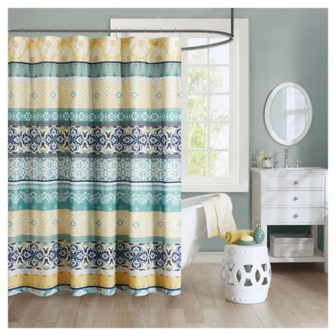 Geometric Mosaic Shower Curtain Green Target