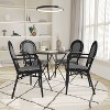 Emma & Oliver Colmar Set of Four Indoor/Outdoor Stacking Thonet Bistro Style Chairs with Arms, PE Rattan Seat and Finished Metal Frame - 2 of 4