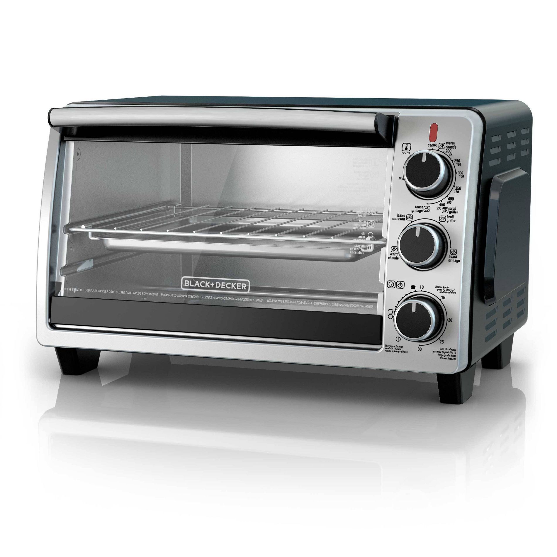 BLACK+DECKER 6 Slice Toaster Oven - Black: Countertop, Stainless Steel, Cool Touch, Automatic Shut-Off, 1350W, Crumb Tray