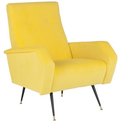 Aida Yellow Velvet Mid-Century Modern Accent Chair