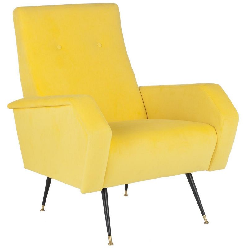 Aida Velvet Retro Mid-Century Accent Chair - Yellow Velvet - Safavieh., 3 of 8